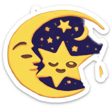90s sun moon stars sticker