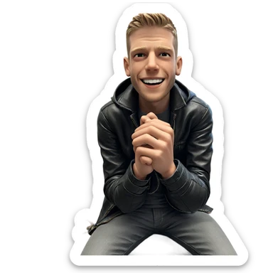 smiling boy in leather jacket sticker