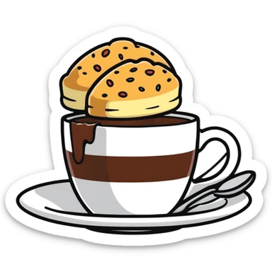 scone dipping into a cup of English tea sticker