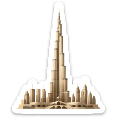 Burj Khalifa, light beige silhouette, no additional details sticker