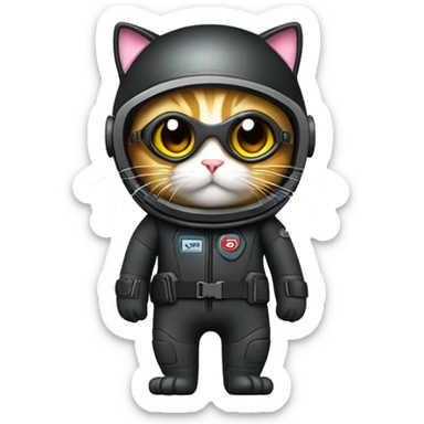 cat in scuba gear like an underwater James Bond sticker