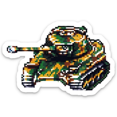 Tiger tank with camouflage pattern pixel art sticker