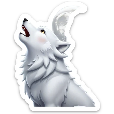 White wolf howling at moon sticker