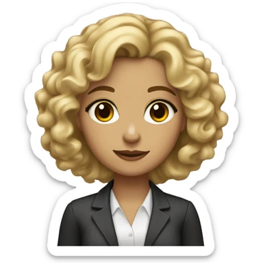curly blonde lawyer girl soft skin tones and clear brown eyes sticker