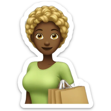 african lady shopping sticker
