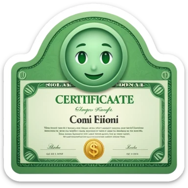 dollar certificate sticker