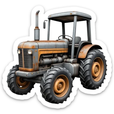 tractor in grey and black colors sticker
