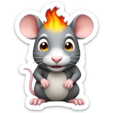 Rat with fire  sticker
