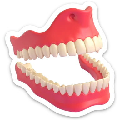 A detailed 3D model of a human jawbone, showing the mandible and teeth, in a scientific style. sticker