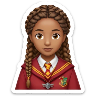 Angelina Johnson in harry potter, wear hogwarts gryfindor uniform, African Braided Hair sticker