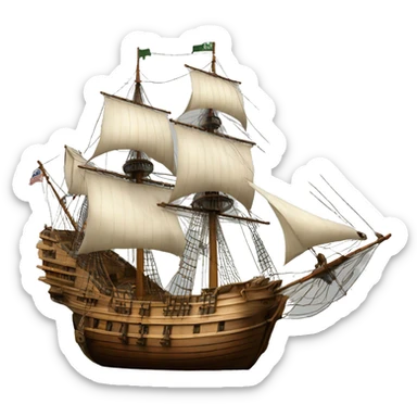 realistic mayflower ship, clear background sticker