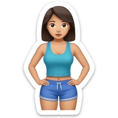 a big chested, big butt latina in a tank top and shorts sticker