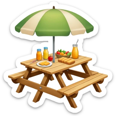 picnic table with food items on it sticker