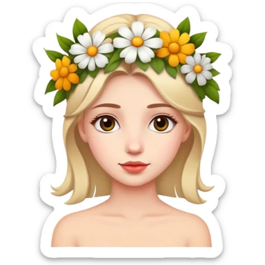 Beautiful girl with flowers on her head sticker