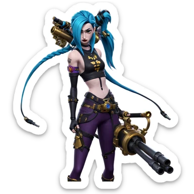 jinx with gatling gun sticker