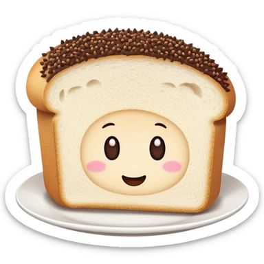 Slice of white bread on a white plate with chocolate sprinkles on top sticker