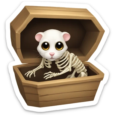 Hamster Skeleton in coffin  sticker