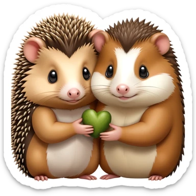 Un riccio africano è una cavia peruviana che si abbracciano sticker