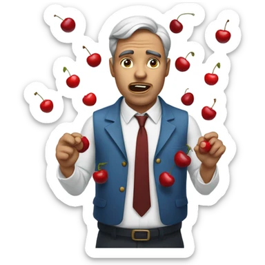Man with cherries in his mouth  sticker