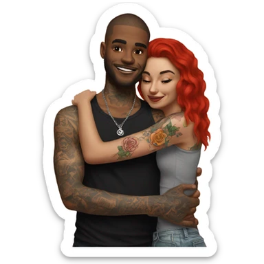 Photo model tattooed couple hugging  sticker