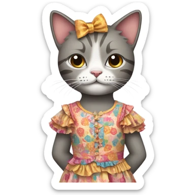 Cat wearing a dress sticker