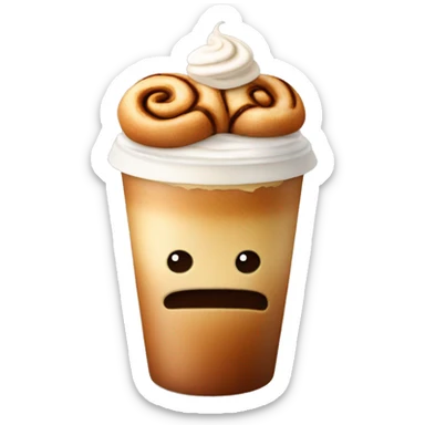 Cinnamon and cappuccino bun in a disposable glass sticker