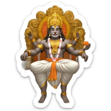 Yamraj in heaven sitting on a throne made up of flowers sticker