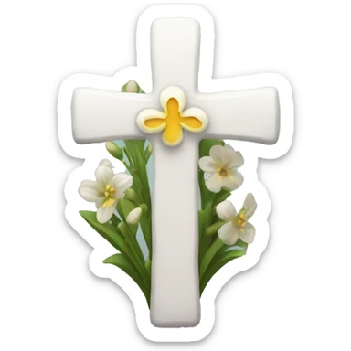 white-cross-with-flowers sticker