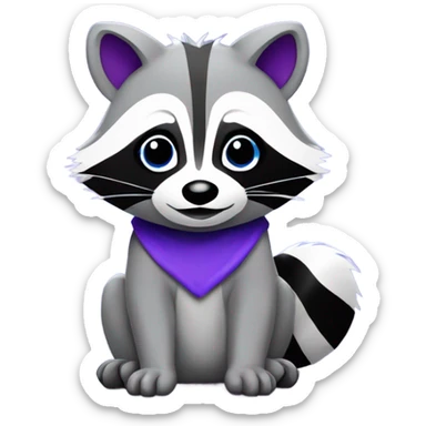 Blue and purple color pop animated cute raccoon sticker
