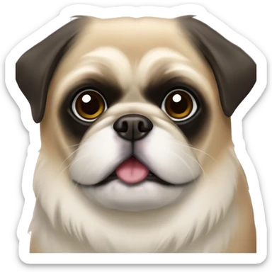 brown and white and black pekingese pug sticker