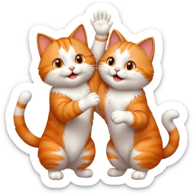 Very happy cat high-fiving another cat friend sticker