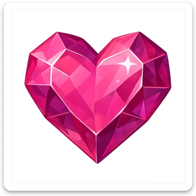 heart with a pink crystal gem look, clean digital illustration, no background sticker