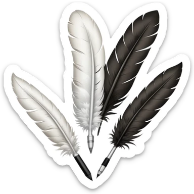 3 plumes blanches avec un stylo en dessous sticker