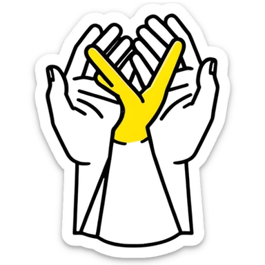 two yellow hands crossed in an X shape sticker