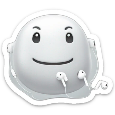 happy blob with white earphones sticker