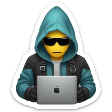 hacker using computer sticker