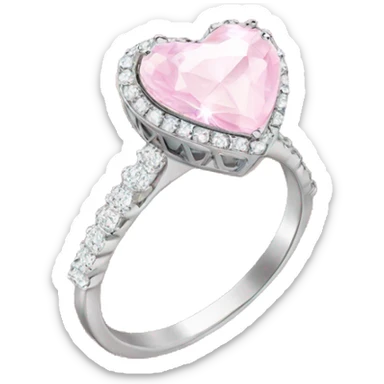 Diamond silver  ring light pink heart sticker
