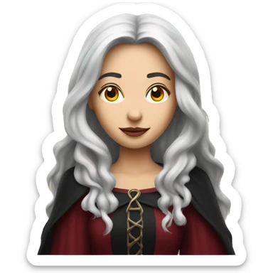 beautiful long haired witch, red, black, burgundy sticker