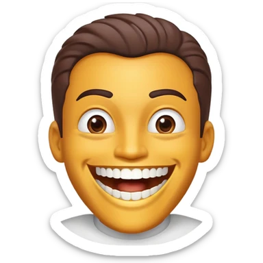 Super idol smiling a lot in a corny way (he probably saw something corny) but only his upper teeth are visible and the background is gray sticker