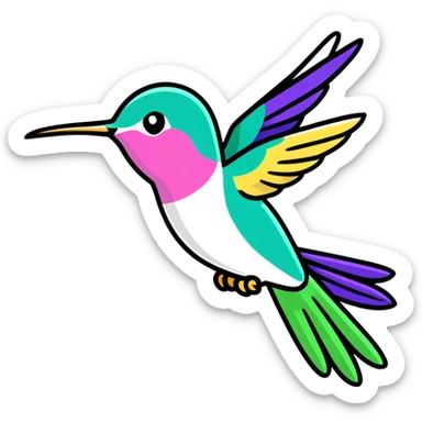 A blue green, purple and pink hummingbird ￼ sticker