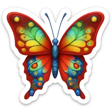 A multicolored red butterfly sticker