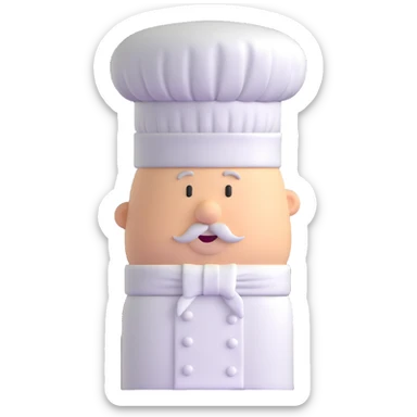 A traditional white chef's hat, tall and puffed, symbolizing culinary expertise sticker