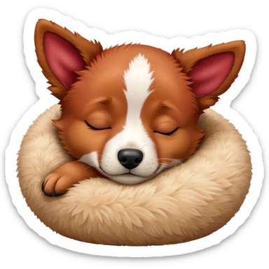 Sleeping red heeler puppy curled up in a ball sticker