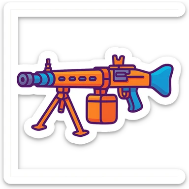 MG42 machine gun in cartoon style with bright colors sticker