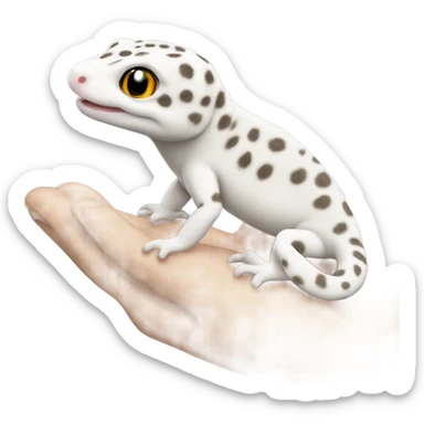 White leopard gecko in hand sticker