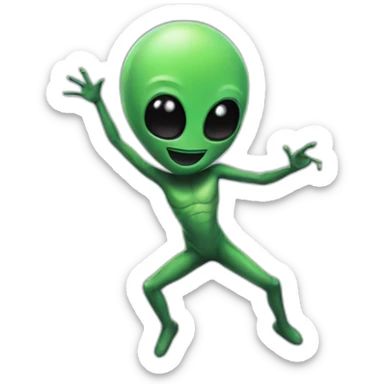dancing with alien on space sticker