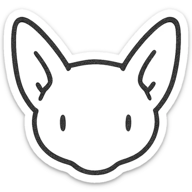 minimalist sphinx cat face icon with cute rounded shapes and proportions like Mew from Pokémon, modern sleek, single color, no facial features, for app icon use sticker