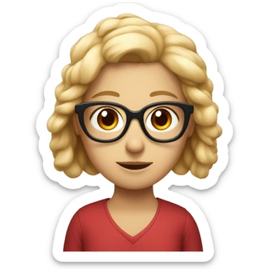 Maltipy with girl with red hear and glasses sticker