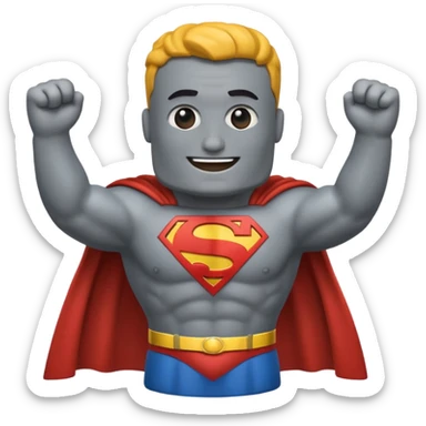 a moai emoji with a superman cape with the original face or the moat emoji sticker