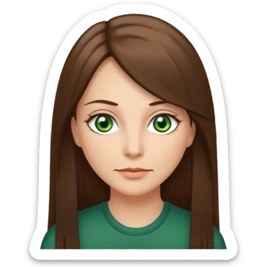 pretty middle age woman with green eyes and long straight ash-brown hair  sticker